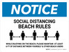 Notice Social Distancing Beach Rules Landscape - Wall Sign Notice Social Distancing Beach Rules Landscape - Wall Sign