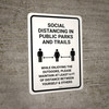 Social Distancing In Public Parks And Trails Portrait - Wall Sign
