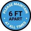 Please Maintain 6 Ft Apart At All Times Blue Circular - Floor Sign