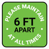 Please Maintain 6 Ft Apart At All Times Green Square - Floor Sign