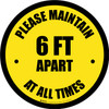 Please Maintain 6 Ft Apart At All Times Yellow Circular - Floor Sign