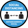 Social Distancing Bilingual Spanish with Icon Blue Circular - Floor Sign Social Distancing Bilingual Spanish with Icon Blue Circular - Floor Sign