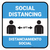 Social Distancing Bilingual Spanish with Icon Blue Square - Floor Sign