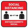 Social Distancing Bilingual Spanish with Icon Red Square - Floor Sign Social Distancing Bilingual Spanish with Icon Red Square - Floor Sign