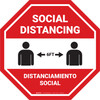 Social Distancing Bilingual Spanish with Icon Stop - Floor Sign