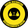 Social Distancing Bilingual with Icon Yellow/Black Circular - Floor Sign Social Distancing Bilingual with Icon Yellow/Black Circular - Floor Sign