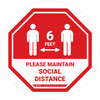 STOP Please Maintain Social Distancing with Icon Stop Circular - Floor Sign