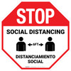 STOP Social Distancing Bilingual Spanish with Icon Stop - Floor Sign