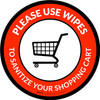 Please Use Wipes To Sanitize Shopping Cart Floor with Icon Red Circular - Floor Sign Please Use Wipes To Sanitize Shopping Cart Floor with Icon Red Circular - Floor Sign
