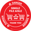 Danger: Single File Aisle with Shopping Carts OSHA Circular - Floor Sign Danger: Single File Aisle with Shopping Carts OSHA Circular - Floor Sign