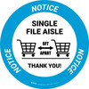 Notice: Single File Aisle with Shopping Carts Circular - Floor Sign