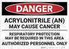 Danger: Acrylonitrile May Cause Cancer - Wall Sign Danger: Acrylonitrile May Cause Cancer - Wall Sign