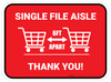 Single File Aisle with Shopping Carts Red Rectangle - Floor Sign Single File Aisle with Shopping Carts Red Rectangle - Floor Sign