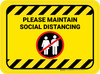 Please Maintain Social Distancing with Prohibited Icon Hazard Stripes Rectangle - Floor Sign Please Maintain Social Distancing with Prohibited Icon Hazard Stripes Rectangle - Floor Sign