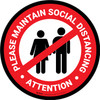Attention: Please Maintain Social Distancing with Icon Red Circular - Floor Sign Attention: Please Maintain Social Distancing with Icon Red Circular - Floor Sign