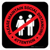 Attention: Please Maintain Social Distancing with Icon Red/Black Square - Floor Sign Attention: Please Maintain Social Distancing with Icon Red/Black Square - Floor Sign