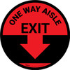 One Way Aisle Exit with Arrow Red Circular - Floor Sign One Way Aisle Exit with Arrow Red Circular - Floor Sign