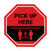 Pick Up Here: Social Distance with Icon Stop Circular - Floor Sign Pick Up Here: Social Distance with Icon Stop Circular - Floor Sign