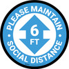 Please Maintain Social Distance with Arrow Blue/White Circular - Floor Sign Please Maintain Social Distance with Arrow Blue/White Circular - Floor Sign