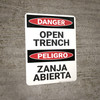 Danger: Bilingual Spanish Open Trench - Wall Sign Danger: Bilingual Spanish Open Trench - Wall Sign