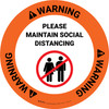 Warning: Please Maintain Social Distancing with Prohibited Icon Circular - Floor Sign