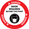 Danger: Mask Required Beyond This Point with Icon Circular - Floor Sign