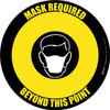 Mask Required Beyond This Point with Icon Black Border Circular - Floor Sign