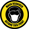 Mask Required Beyond This Point with Icon Black/Yellow Circular - Floor Sign
