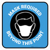 Mask Required Beyond This Point with Icon Blue Square - Floor Sign