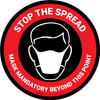 Stop The Spread - Mask Mandatory with Icon Red Circular - Floor Sign