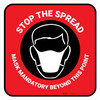 Stop The Spread - Mask Mandatory with Icon Red Square - Floor Sign