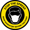 Stop The Spread - Mask Mandatory with Icon Yellow Circular - Floor Sign