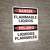 Danger: Bilingual Spanish Flammable Liquids - Wall Sign