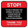 Stop! Prevent Spread of COVID-19 Mask Must Be Worn Red Square - Floor Sign