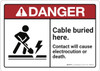 Danger: Cable Buried Here ANSI - Wall Sign