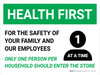 Health First: One Person Per Household At A Time with Icon Landscape - Wall Sign