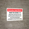 Reusable Bag Policy Due to Covid-19 Landscape - Wall Sign