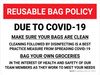 Reusable Bag Policy Due to Covid-19 Landscape - Wall Sign