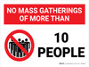 No Mass Gatherings of More Than 10 People with Icon Landscape - Wall Sign