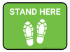 Stand Here with Shoe Prints Green Rectangle - Floor Sign