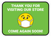 Thank You For Visiting Our Store with Face Mask Emoji Green Rectangle - Floor Sign