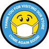 Thank You For Visiting Our Store with Face Mask Emoji Blue Circular - Floor Sign