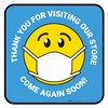 Thank You For Visiting Our Store with Face Mask Emoji Blue Square - Floor Sign