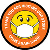 Thank You For Visiting Our Store with Face Mask Emoji Orange Circular - Floor Sign