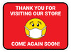 Thank You For Visiting Our Store with Face Mask Emoji Red Rectangle - Floor Sign