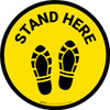 Stand Here with Shoe Prints Yellow Circular - Floor Sign