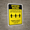 Attention: Visitors Please Wait For Next Available Clerk with Icon Portrait - Wall Sign