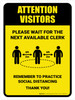 Attention: Visitors Please Wait For Next Available Clerk with Icon Portrait - Wall Sign