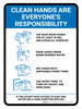 Clean Hands Are Everyones Responsibility with Icons Blue Portrait - Wall Sign Clean Hands Are Everyones Responsibility with Icons Blue Portrait - Wall Sign
