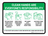 Clean Hands Are Everyones Responsibility with Icons Green Landscape - Wall Sign Clean Hands Are Everyones Responsibility with Icons Green Landscape - Wall Sign